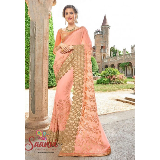Misty Rose Gold Saree