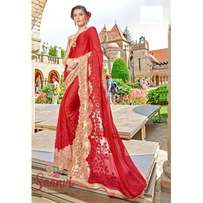 Stunning Red And Gold Saree