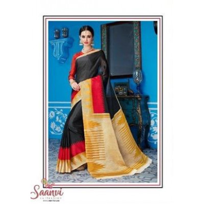 Black And Gold Silk Saree