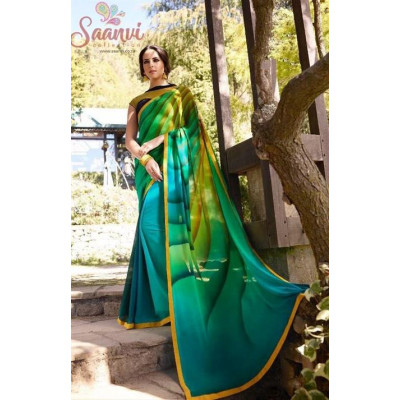 Exquisite Mustard And Teal Saree