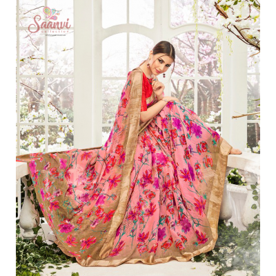 Fabulous For Spring Gold and Pink Saree