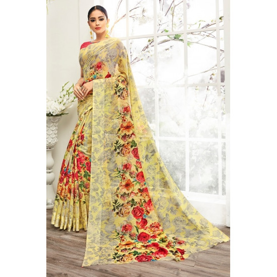 Fabulous For Spring Yellow Saree