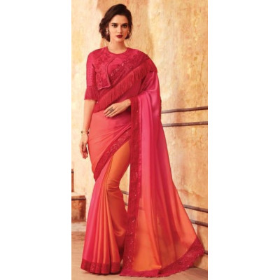 Sultry Orange & Pink Saree